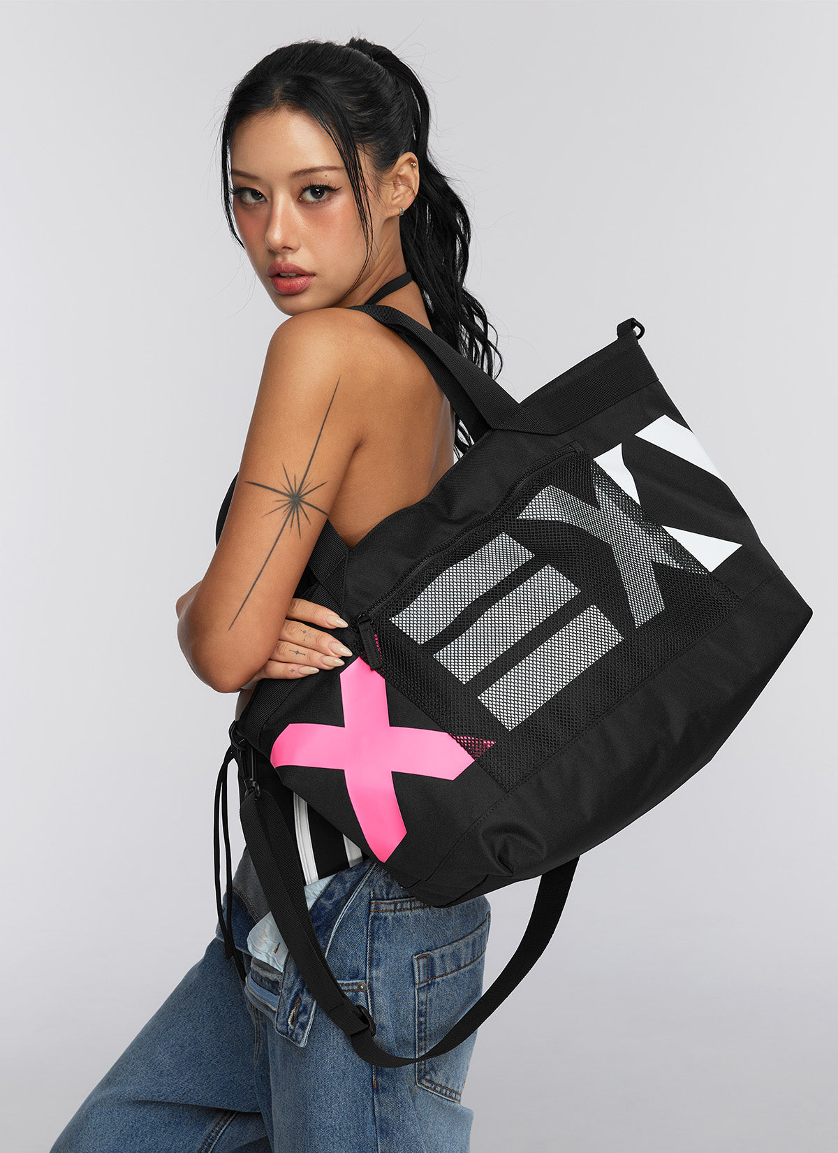 Lettering Key Point Large Shopping Bag