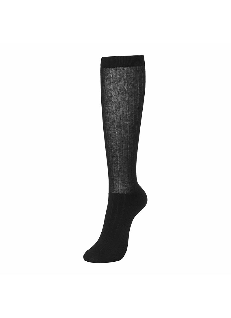 See Through Look Ribbed Knee Socks