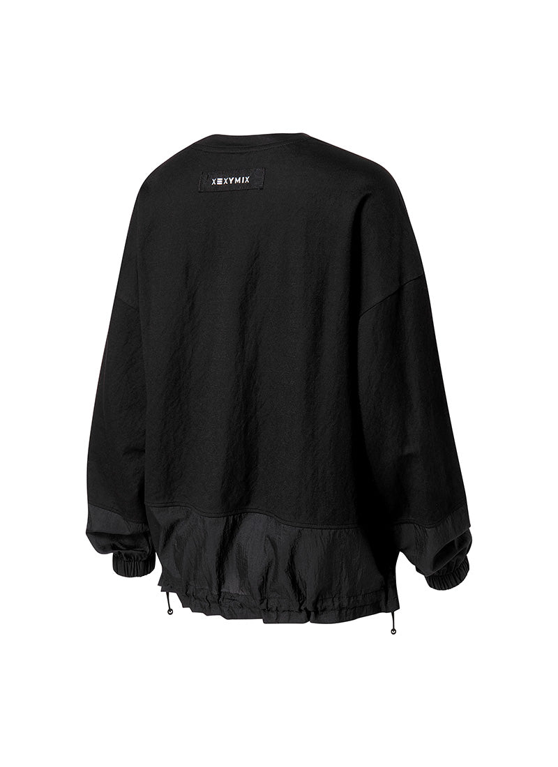 Woven Mix String Sweatshirt