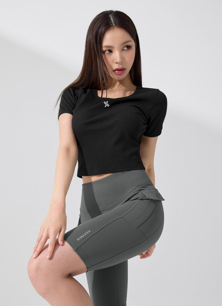 Soft Ribbed Cropped Short Sleeve