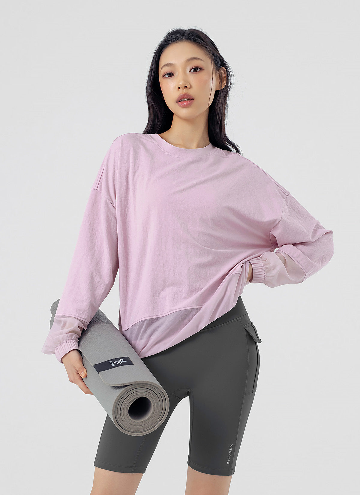 Woven Mix String Sweatshirt
