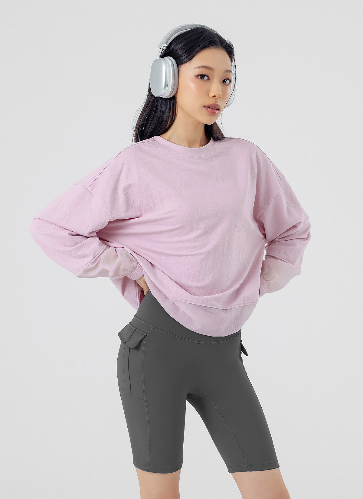 Woven Mix String Sweatshirt