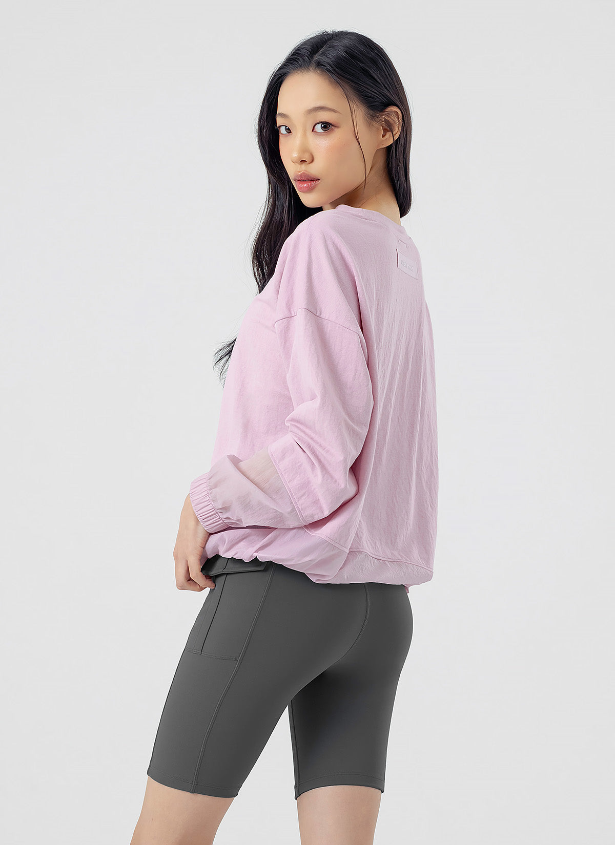 Woven Mix String Sweatshirt