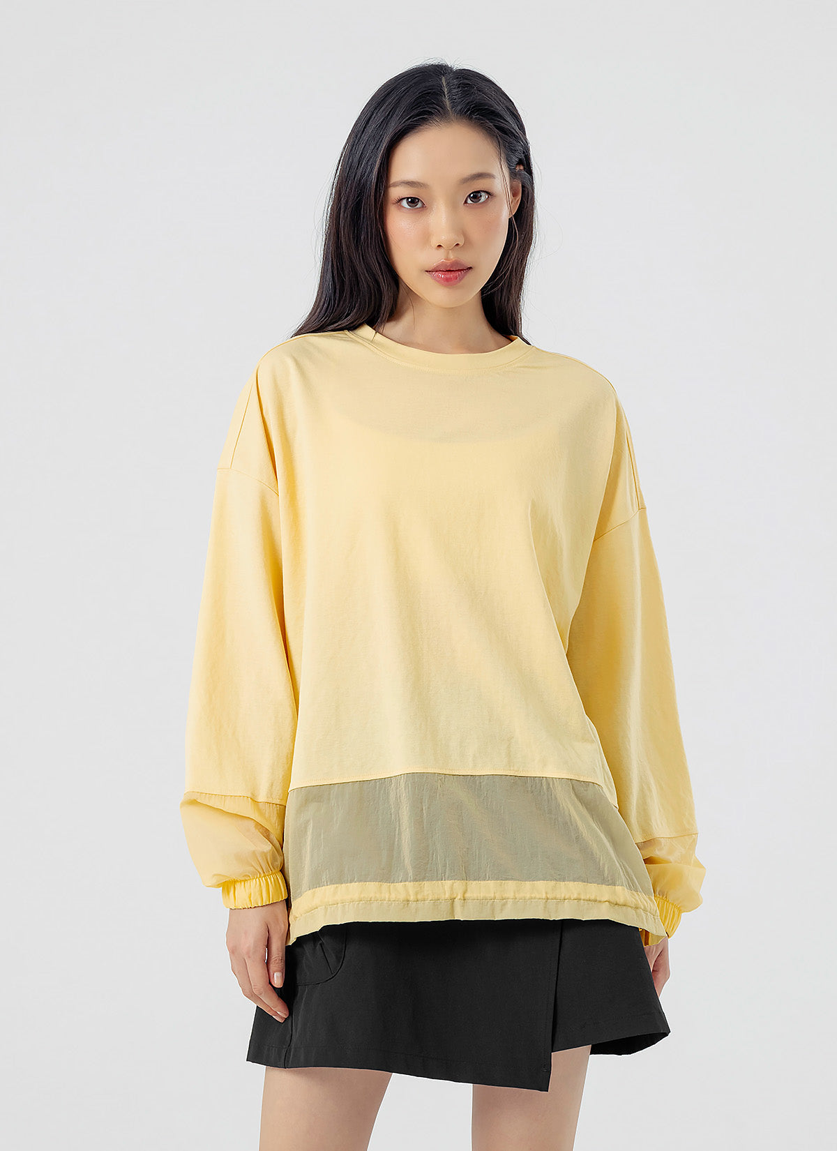 Woven Mix String Sweatshirt