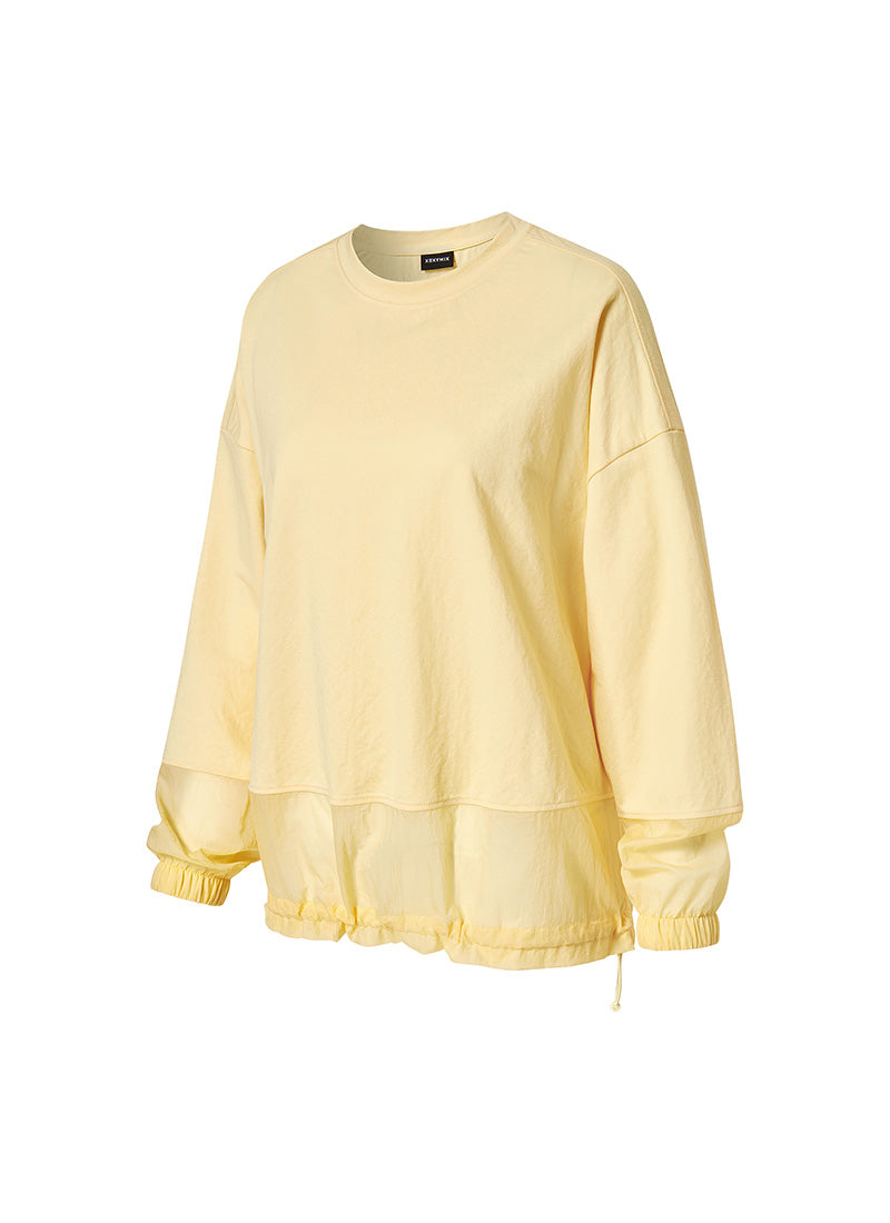 Woven Mix String Sweatshirt