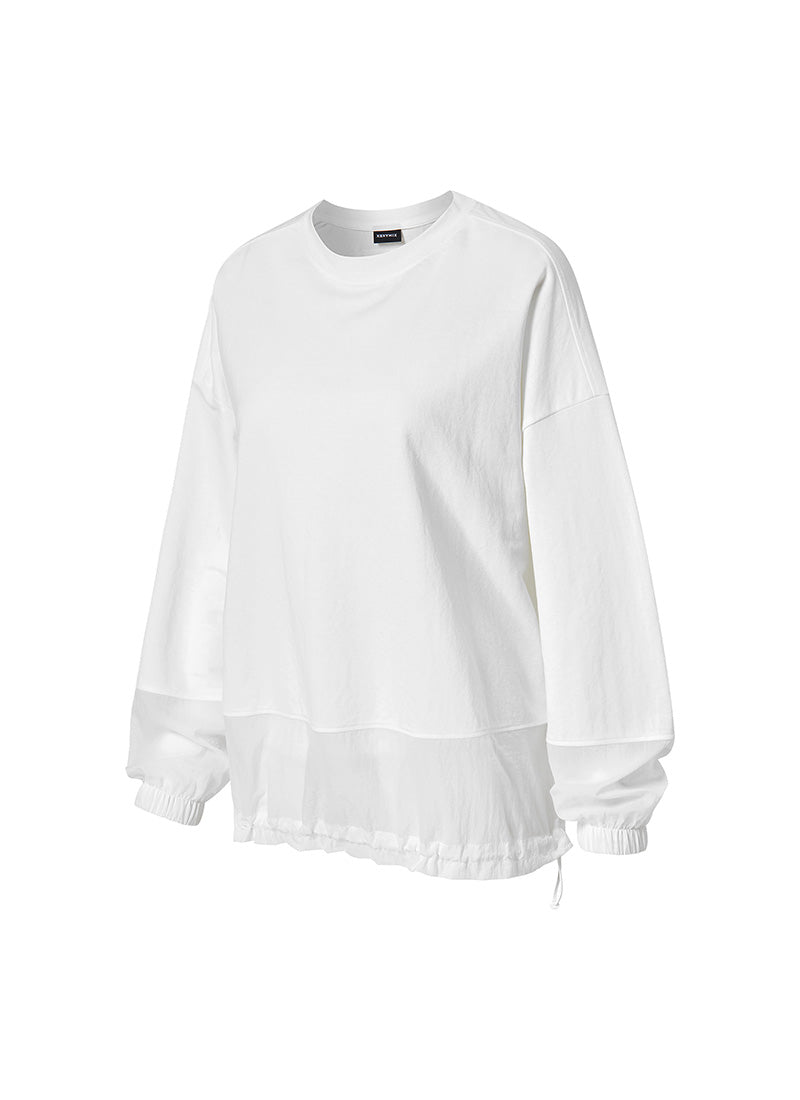 Woven Mix String Sweatshirt