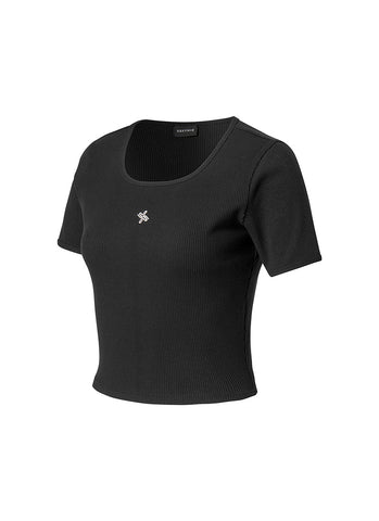 Soft Ribbed Cropped Short Sleeve