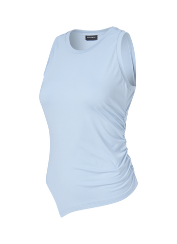 Unbalanced Side Shirring Sleeveless