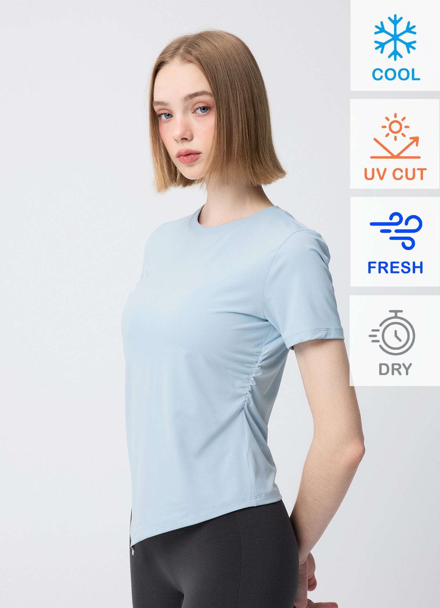 Ice Feather Light 2.0 Unbalanced Shirring Short Sleeve