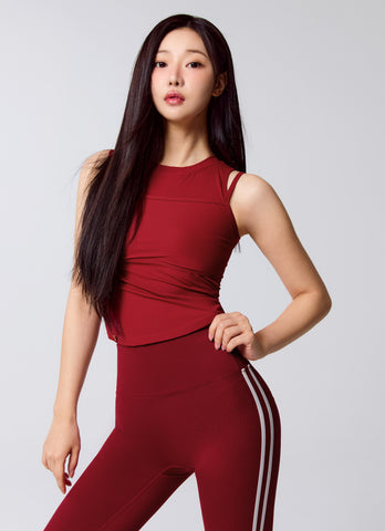 Soft Ribbed Double Shoulder Strap Layered Tank Top