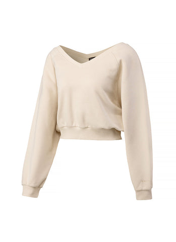 Softly Napping V-neck Crop Swear Shirts