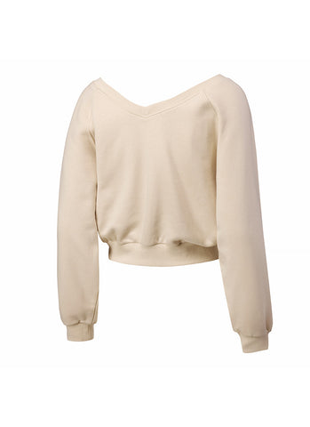 Softly Napping V-neck Crop Swear Shirts