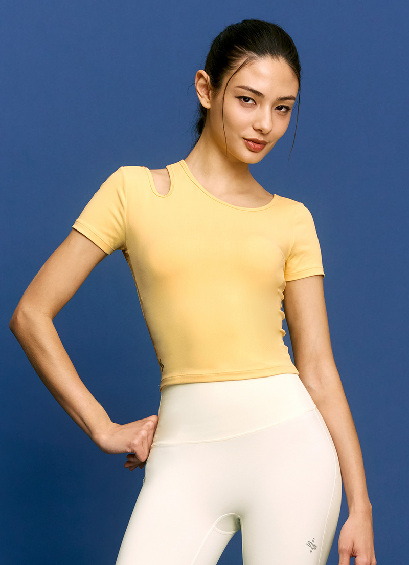 Cotton Like Cut Out Crop Top in Banana Cream