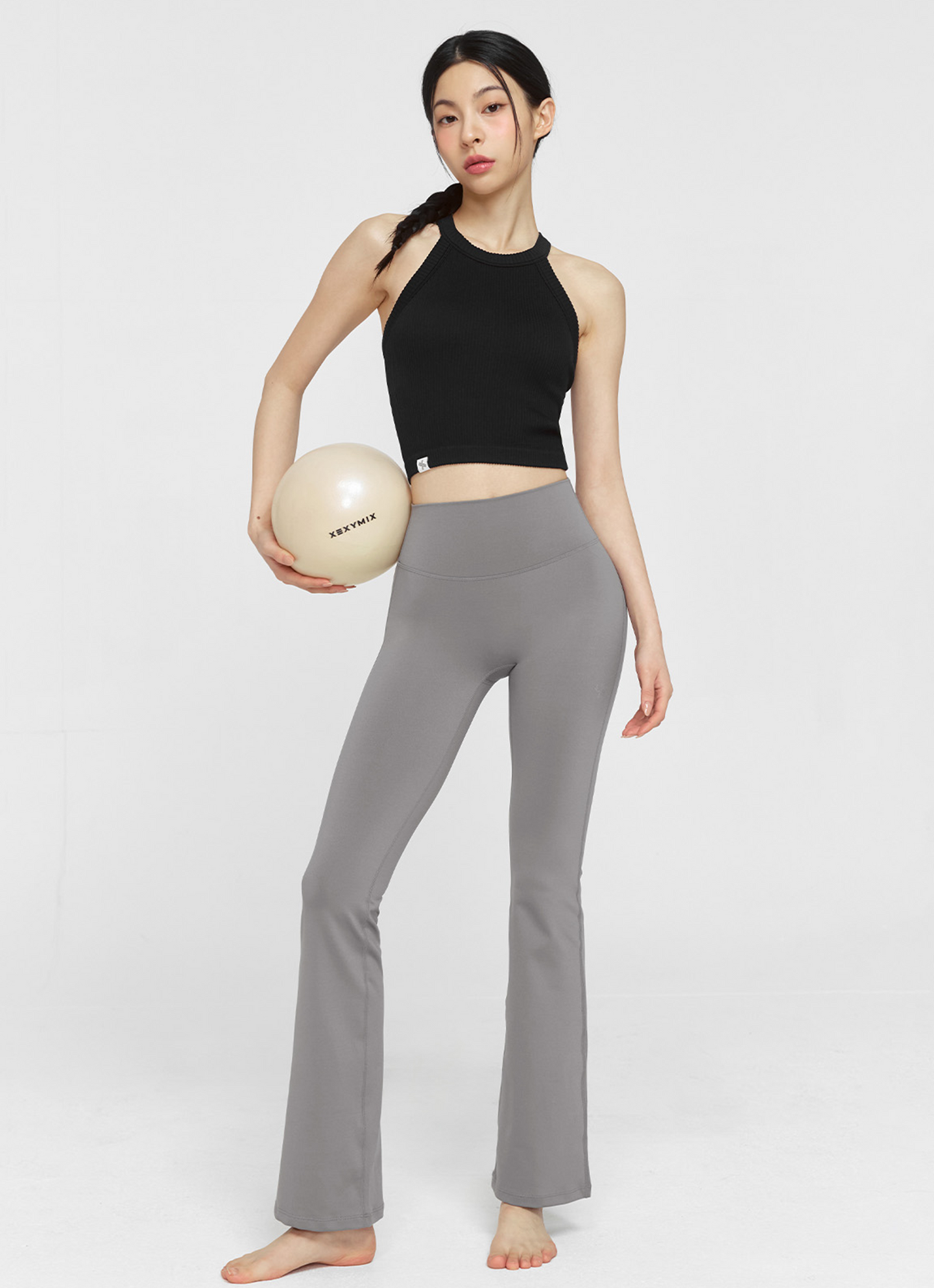 Ribbed Seamless Halter Neck Crop Top