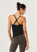 Unbalanced Slit Tank Top in Black