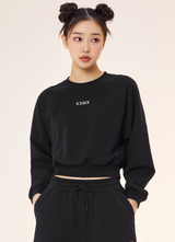 Easy Going Crop Sweatshirt in Black