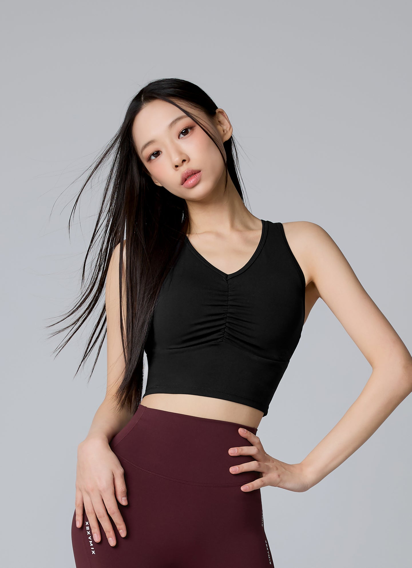 Black Label Signature Power Rise Shirring Crop Top