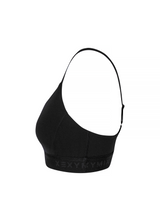 Black Label Signature Power Rise Logo Band Bra Top in Black