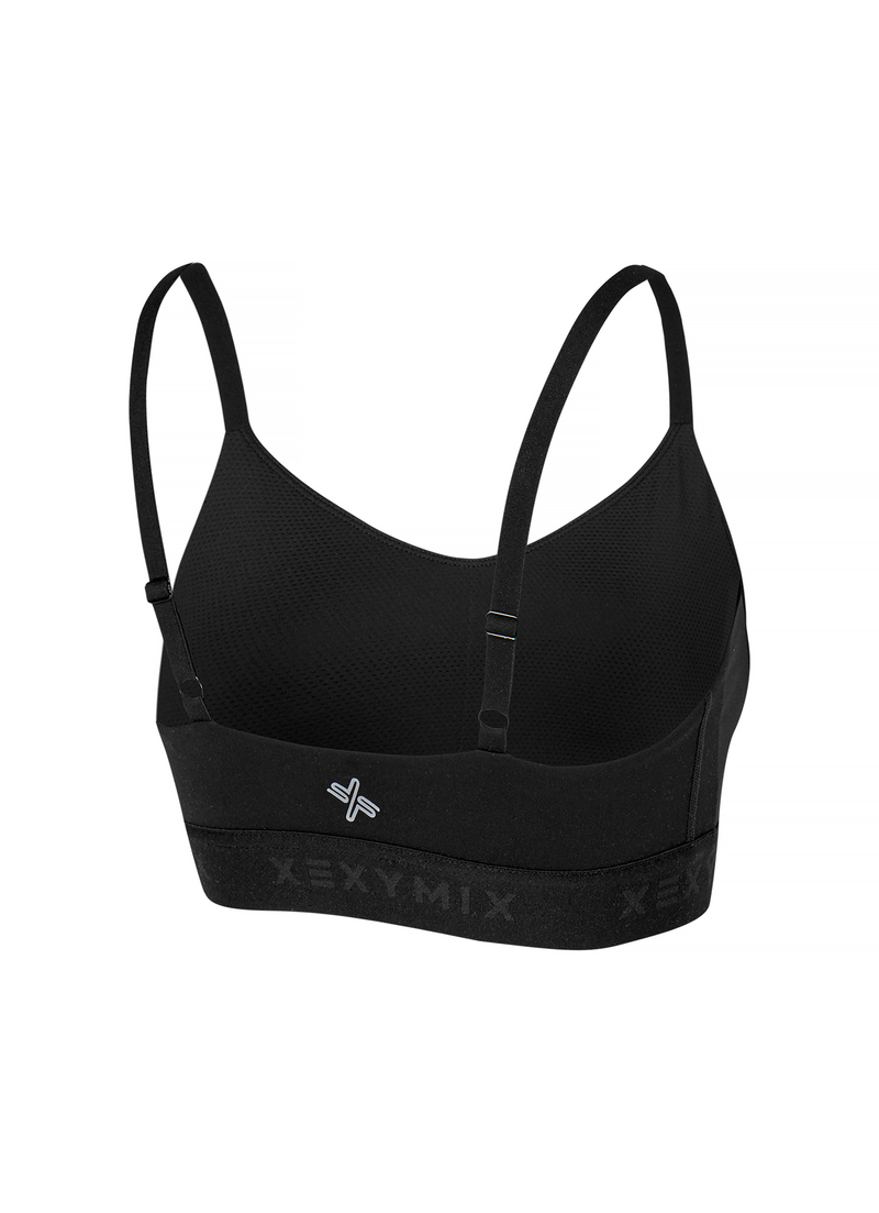 Black Label Signature Power Rise Logo Band Bra Top in Black