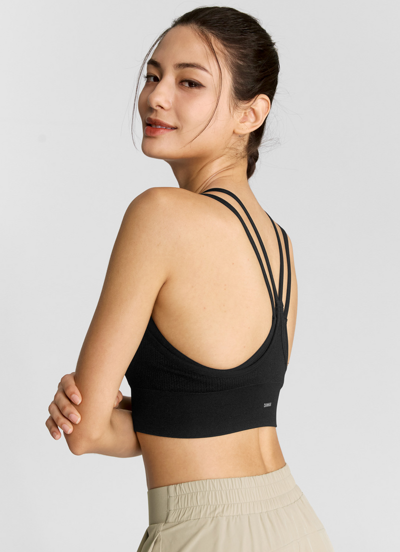 Dual Layer Seamless Bra Top in Black