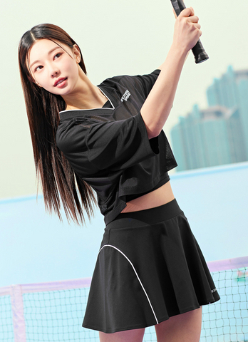 Line Mesh Cover Up Short Sleeve