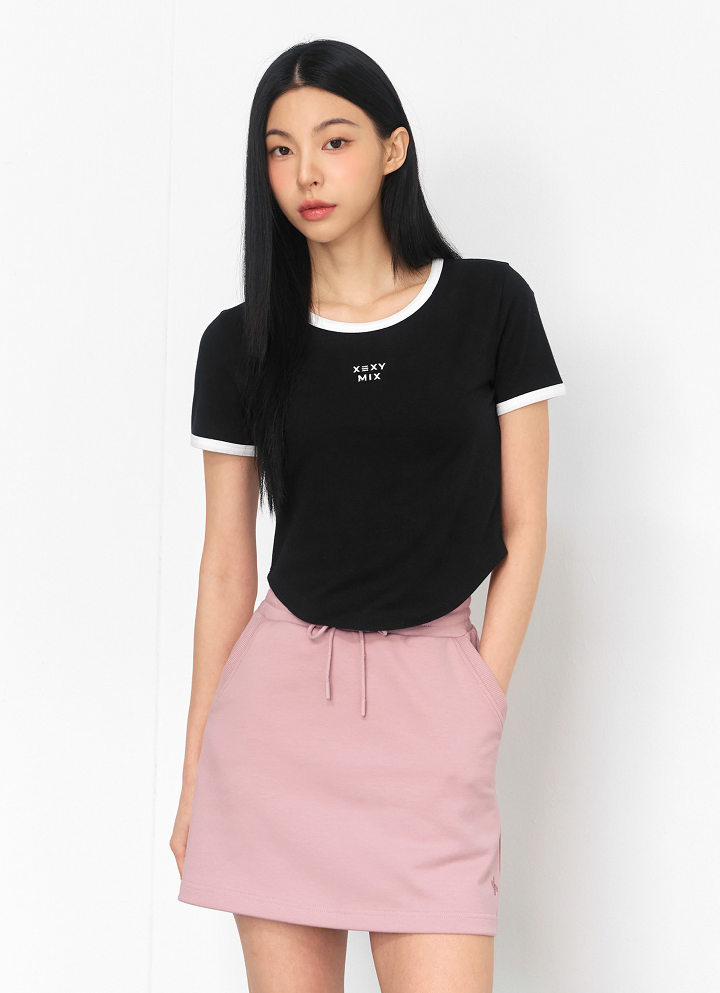 Soft Line Color Block Crop Top