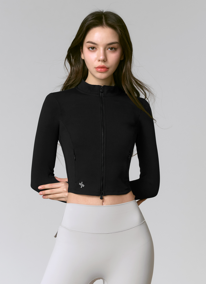 Slim Fit Crop Zip-Up Jacket