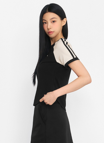 Raglan Color Block Crop Short Sleeve