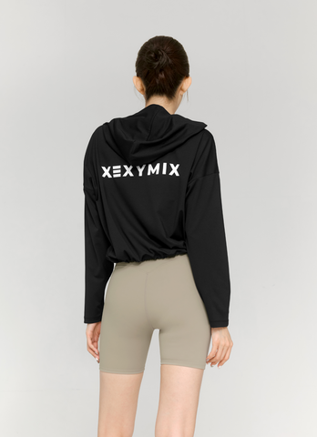 Daily Feather String Crop Hoodie