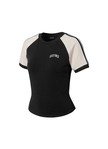Raglan Color Block Crop Short Sleeve
