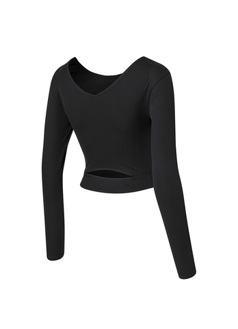 Ribbed Back Slit Finger Hole Long Sleeve