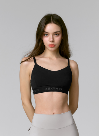 Black Label Signature Power Rise Logo Band Bra Top