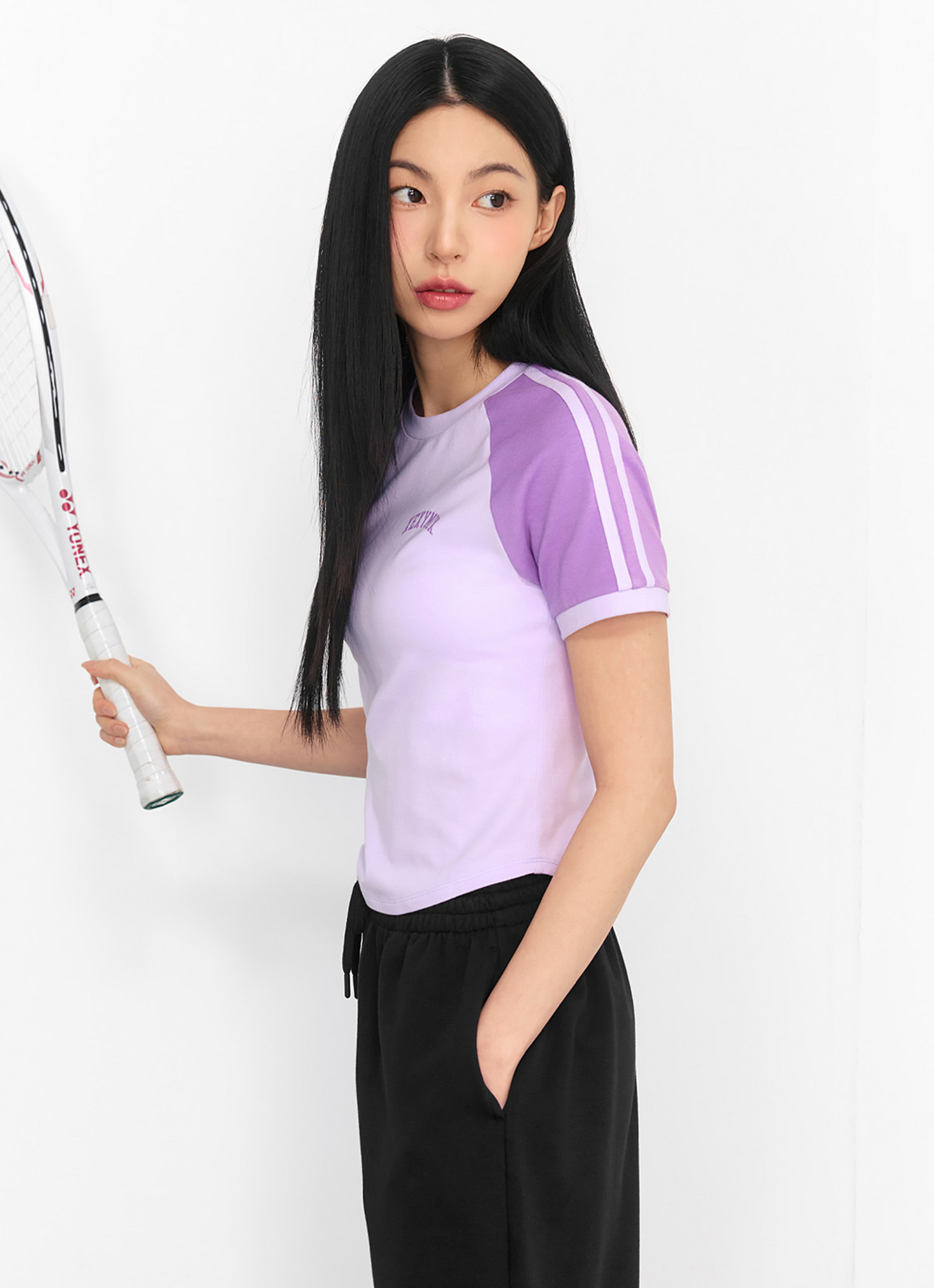 Raglan Color Block Crop Short Sleeve