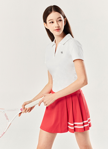Side Pleated Pique Skirt