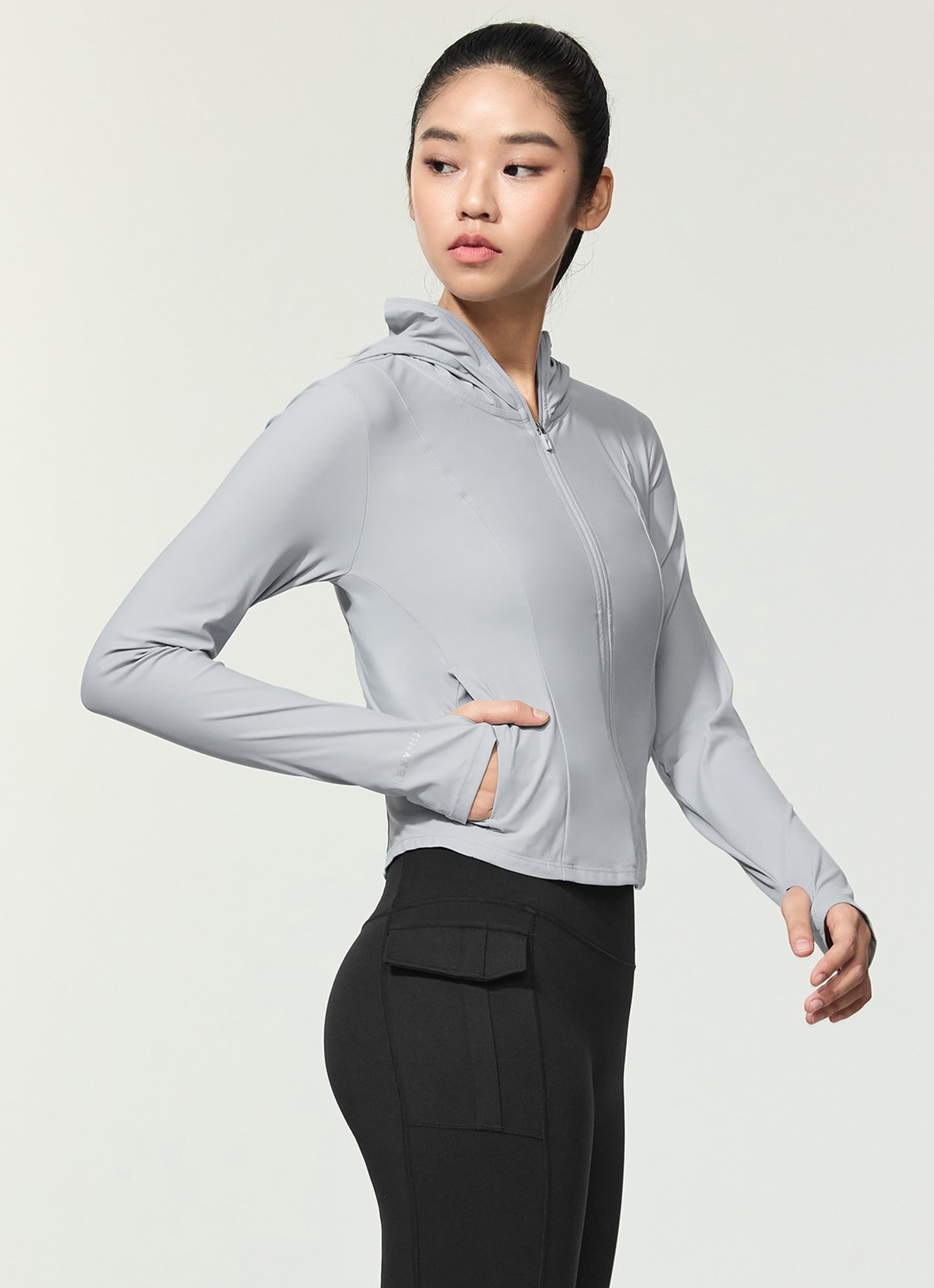 Light Cooling Slim Fit Crop Hoodie Jacket
