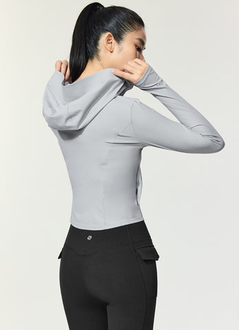 Light Cooling Slim Fit Crop Hoodie Jacket