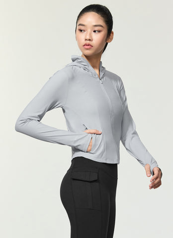 Light Cooling Slim Fit Crop Hoodie Jacket