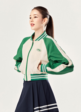 Woven Crop Varsity Jacket