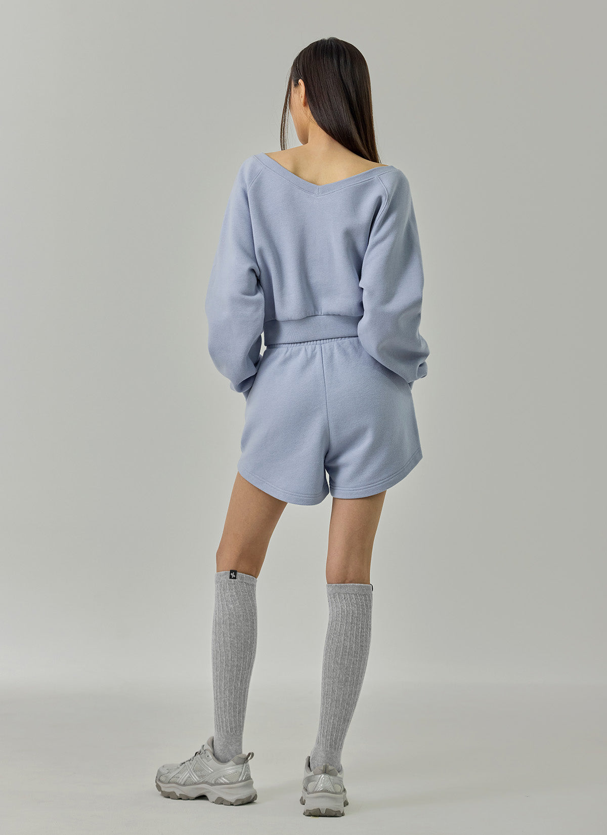 Softly Napping V-neck Crop Swear Shirts
