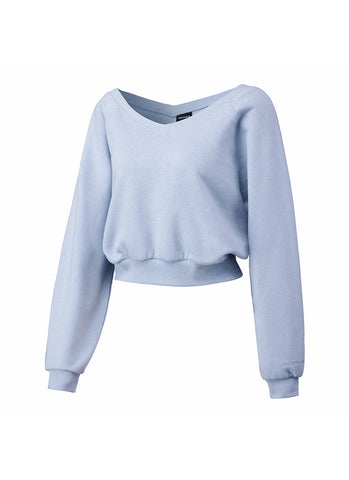 Softly Napping V-neck Crop Swear Shirts