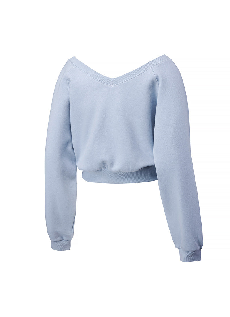 Softly Napping V-neck Crop Swear Shirts