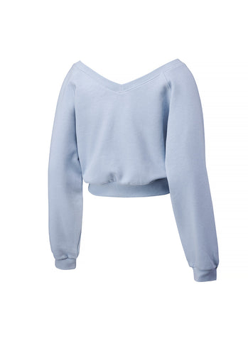 Softly Napping V-neck Crop Swear Shirts