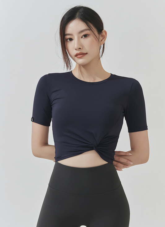 Fresh Feather Twist Crop Short Sleeve