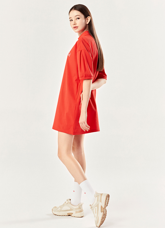 V-neck Collar Balloon Dress Clover