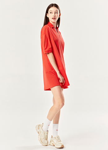 V-neck Collar Balloon Dress Clover