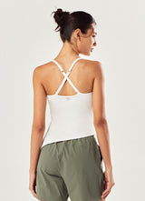 Unbalanced Slit Tank Top in Ivory