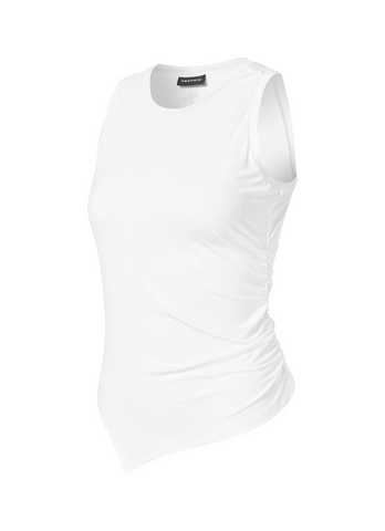 Unbalanced Side Shirring Sleeveless