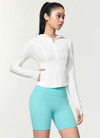 Light Cooling Slim Fit Crop Hoodie Jacket