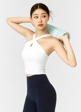 Comfort Fine Cross Neck Crop Top in Ivory