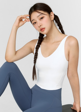 Black Label Signature Breathe V-Neck Crop Top in Ivory